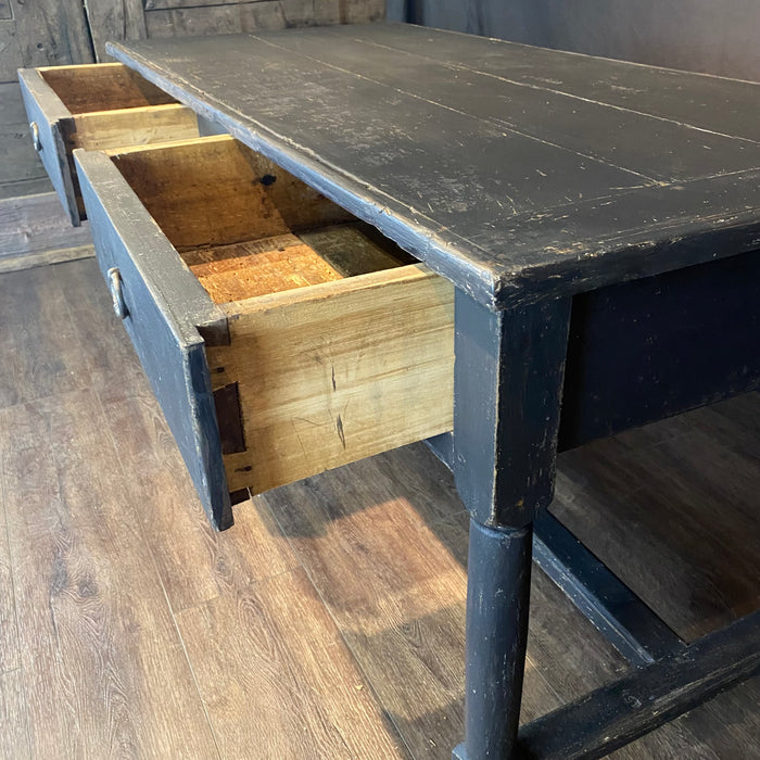 Antique French Louis XVI Desk, Console, Desk, Sofa Table, Kitchen Island or Dining Table Painted Ebony