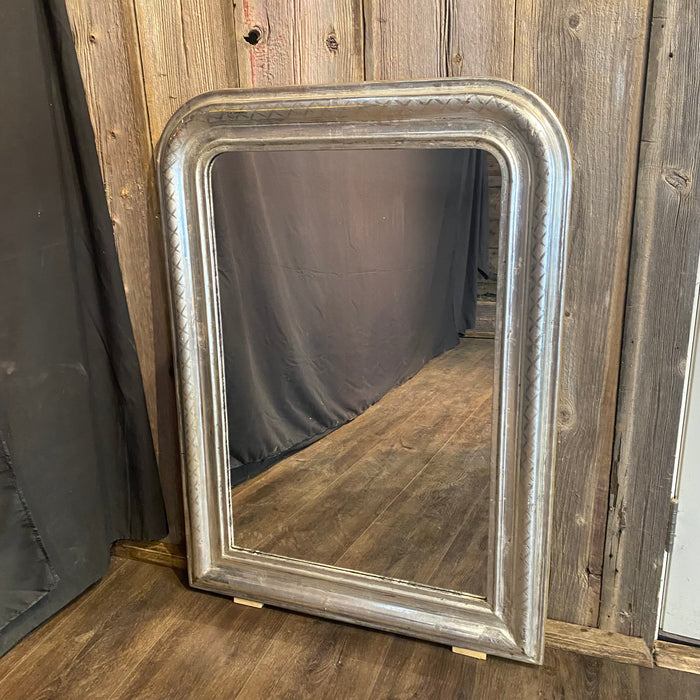 French Antique French 19th Century Silver Gilt Louis Philippe Wall Mirror