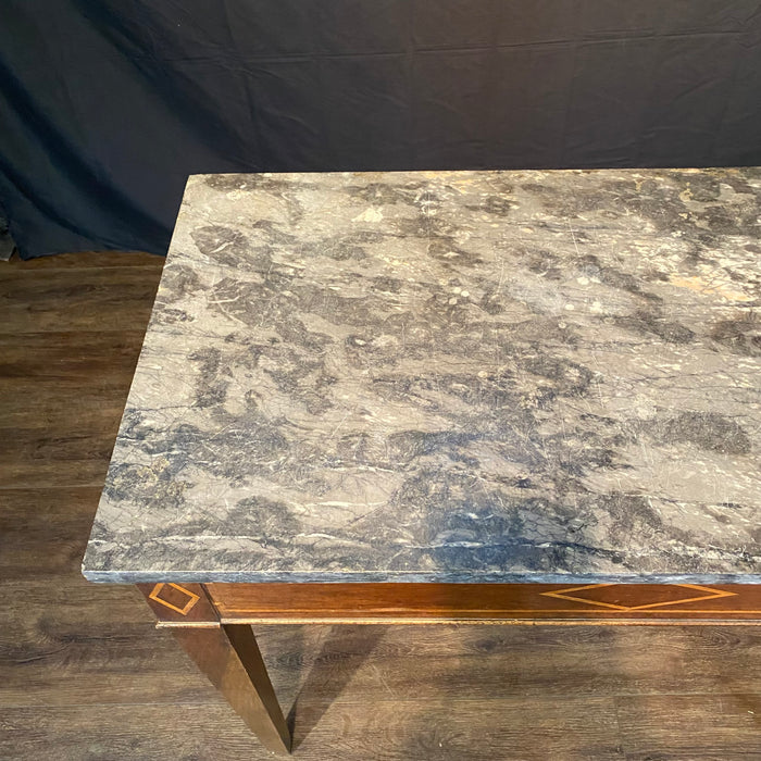 Elegant French Louis XVI Neoclassical Marble Top Console Table