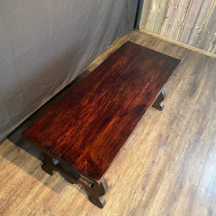 Early Spanish Coffee Table with Double Sided Drawers and Lyre Legs