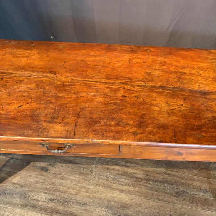 Early 19th Century French Provincial Dining Table with Two Drawers and Cabriole Legs