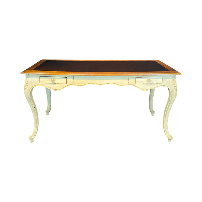 French Provincial Louis XV Style Paint Decorated Writing Desk or Writing Table