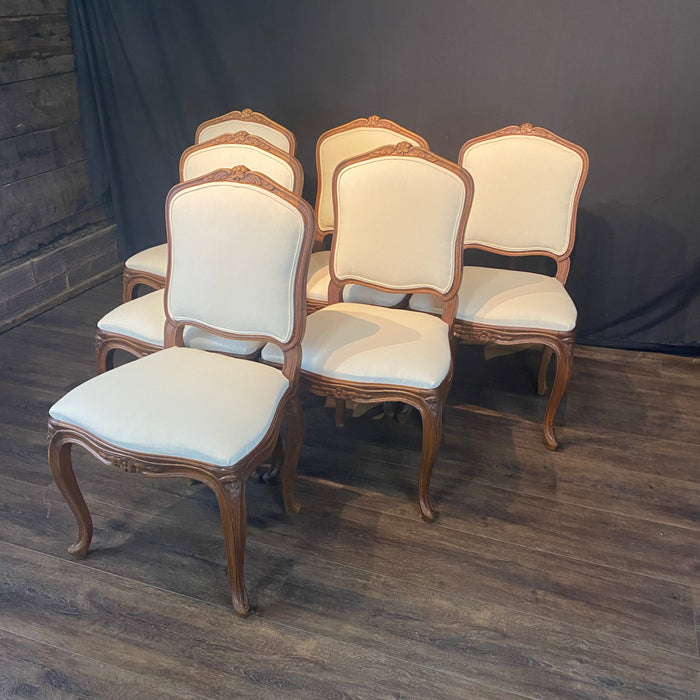 Antique French Dining Chairs or Side Chairs Set of 6 XV 19th Century Salva Freres Paris with New Upholstery