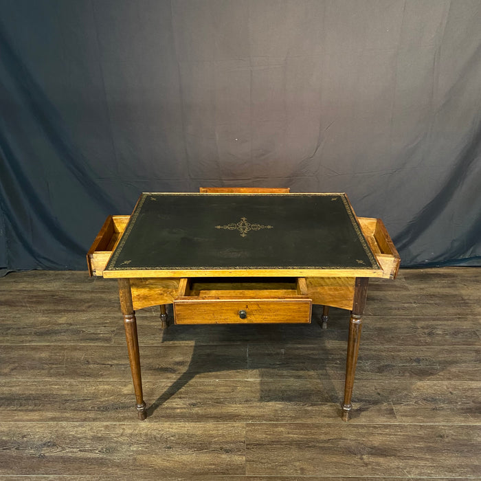 French Elegant Leather Top Game Table, Side Table or Desk
