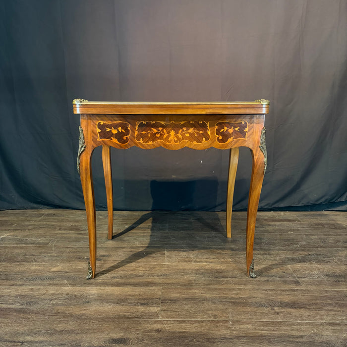 French Marquetry Belle Epoque Game Table, Accent Table, or Occasional Table and with Original Game Pieces
