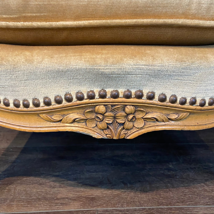 Fine French Pair Louis XV Armchairs or Bergeres with Brass Tacking