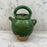 French Antique Green Glazed Gargoulette - Antique Provencal Pottery Jug with Lid