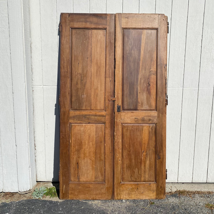 Set of 6 French Antique Walnut Doors (3 Pairs) with Original Keys in the Shape of Numbers 1, 2 and 3