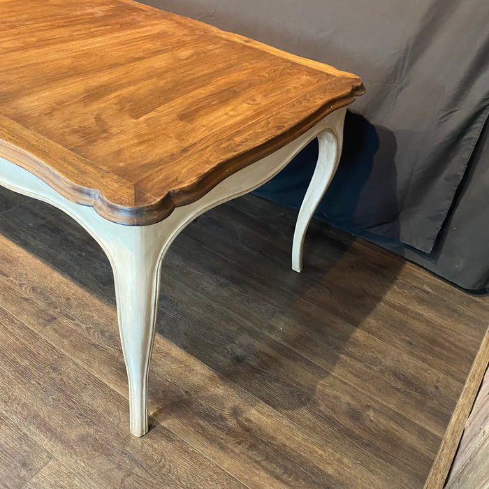 French Provincial Louis XV Style Painted Farmhouse Extendable Dining Table