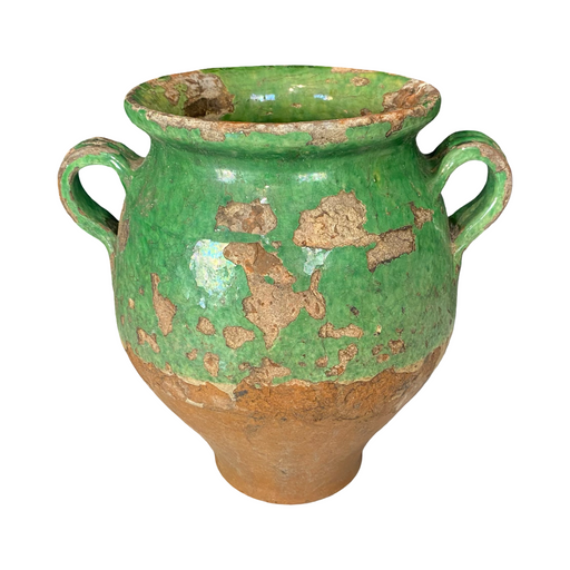 French Confit Pot with Green Glaze from the 19th Century #8856