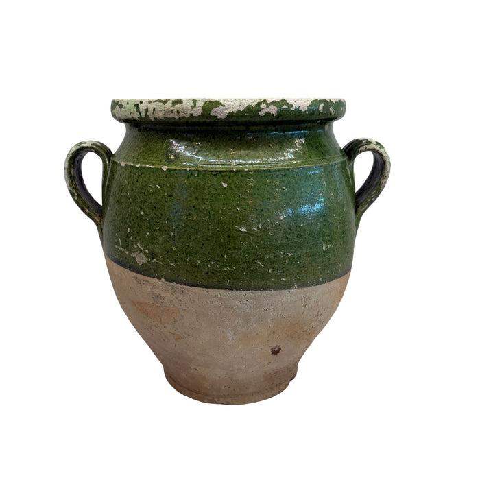French Confit Pot with Green Glaze from the 19th Century #9067