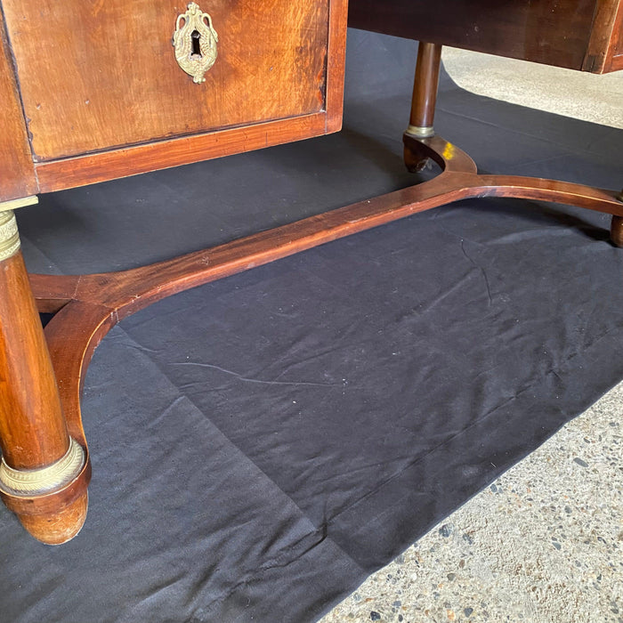 French 19th Century Empire Mahogany Writing Desk with Embossed Leather Writing Surface