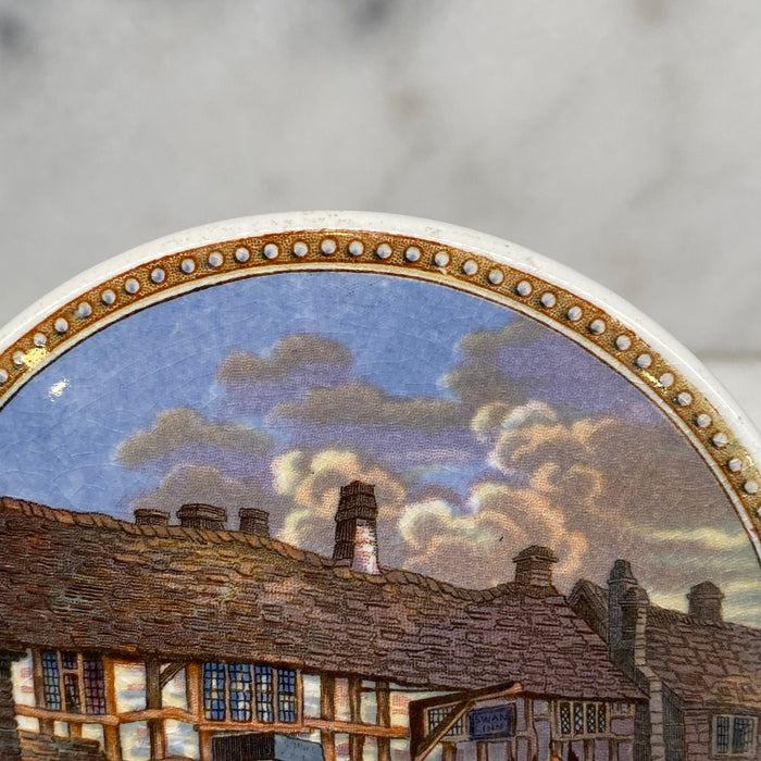 Antique English Victorian Prattware “Shakespeare's Birthplace” Pot Lid
