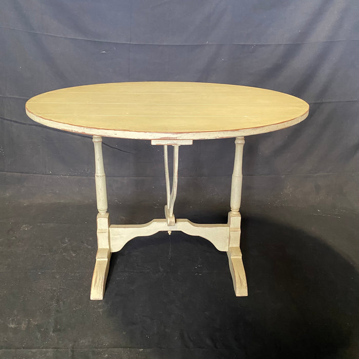 French Style Painted Light Oak Tilt-Top 'Table De Vendange' or Wine Tasting Table