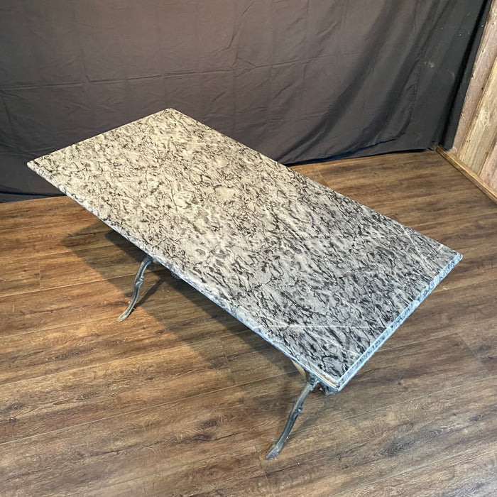 French Marble Top Café Table or Bistro Table with Cast Iron Base