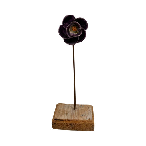 Antique French Purple Porcelain Flower Botanical Sculpture on Custom Display Stand