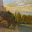 19th Century French Oil Painting of an Alpine Lake Landscape with Hilltop Castle and Horseback Riders in Ornate Gilt Frame