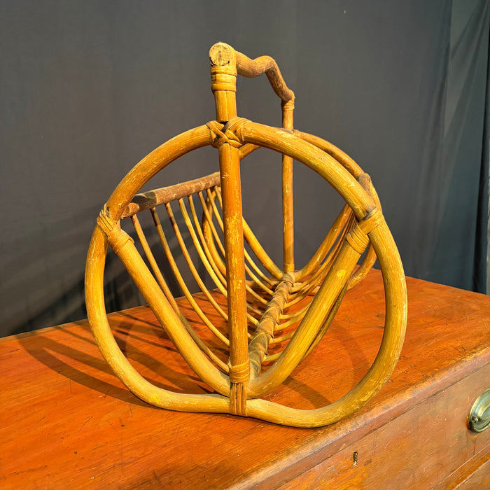 Antique Bent Rattan Cane Magazine Rack