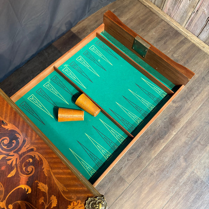 French Marquetry Belle Epoque Game Table, Accent Table, or Occasional Table and with Original Game Pieces