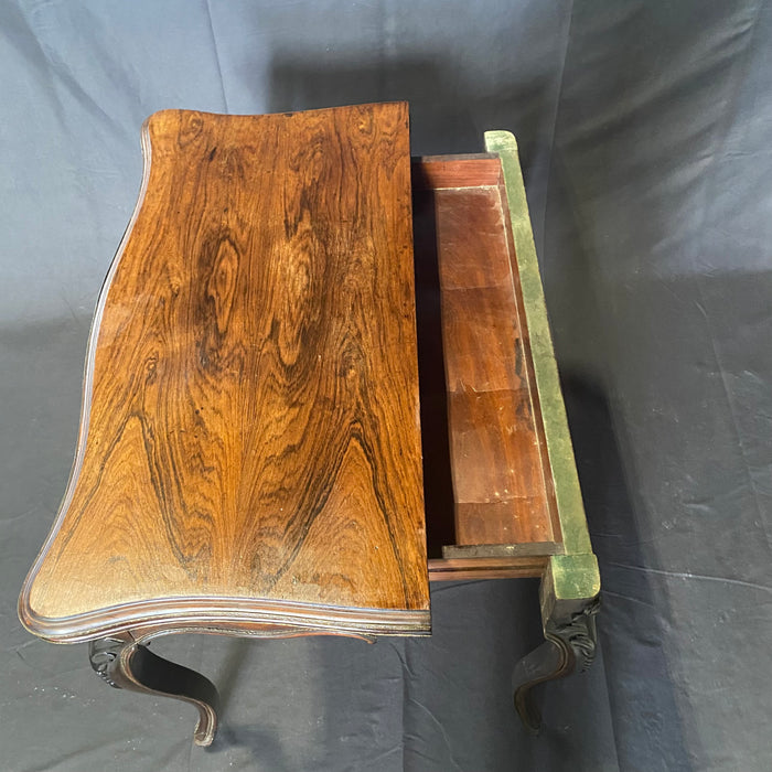 French Louis XV Period Rosewood Game Table, Side Table or Accent Table that Opens to Felt Game Table Top