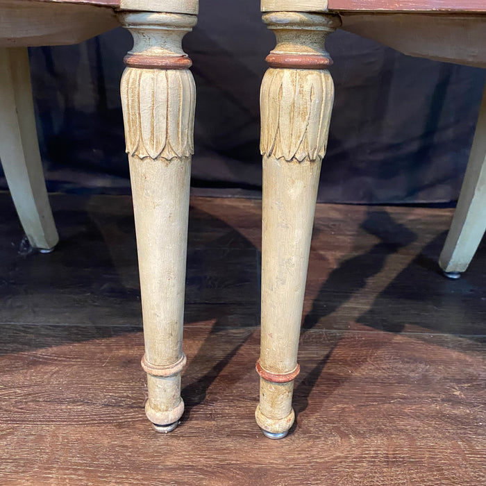 Spectacular Pair of French Neoclassical Figural Leather Armchairs or Fauteuils with Original Paint