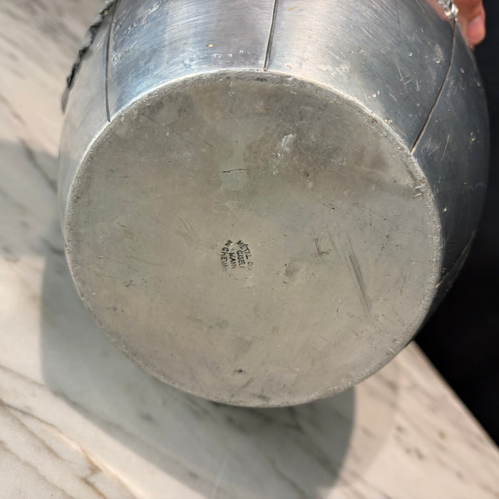 French Art Deco Pewter Floral Vase Signed by Lucien Houzeaux