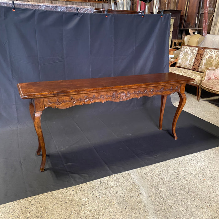 French Double Sided Carved Walnut Console, Buffet Sideboard or Sofa Table