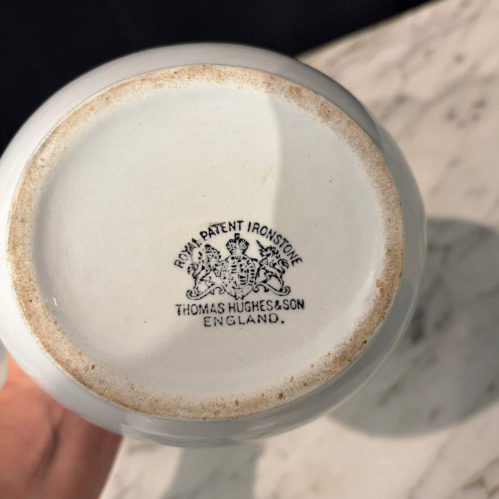English Ironstone Pitcher by Thomas Hughes & Son with Leaf Detail