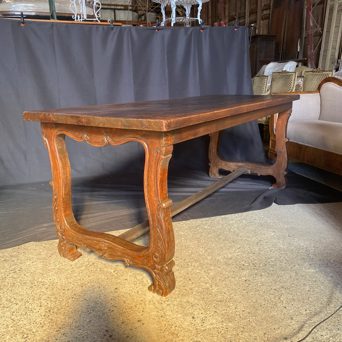 French Walnut Dining Table with Beautifully Carved Lyre End Legs