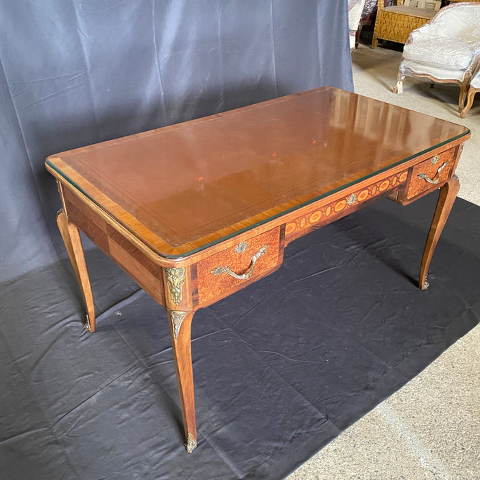 French 19th Century Leather Top Louis XV Style Writing Desk or Bureau Plat