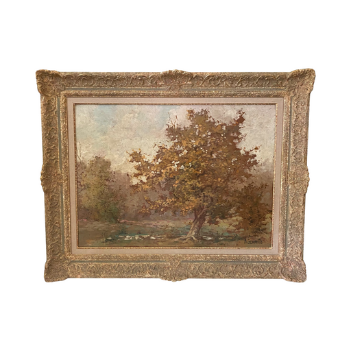 Large French Impressionist Oil Painting Autumn Tree: Listed Artist Alexandre Genaille (1884-1947)