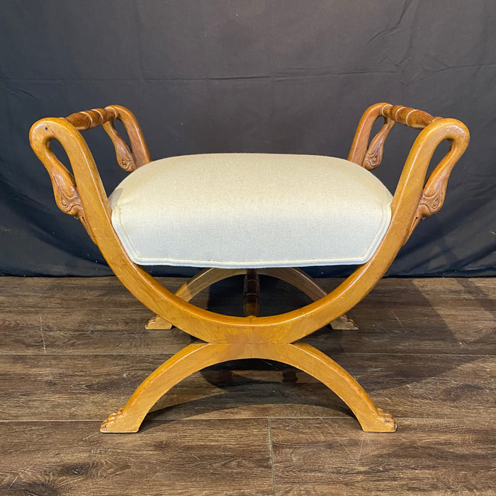 French Pair of Carved Swan Neck Benches