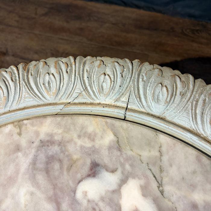 French Louis XVI Antique Painted Marble Top Coffee Table or Accent Table