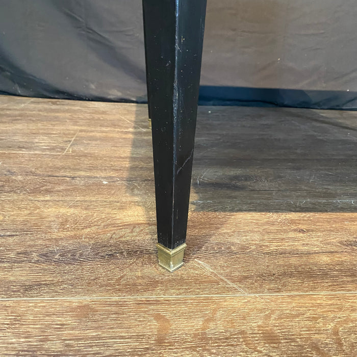 French Neoclassical Carrera Marble Top Ebony Black Coffee Table