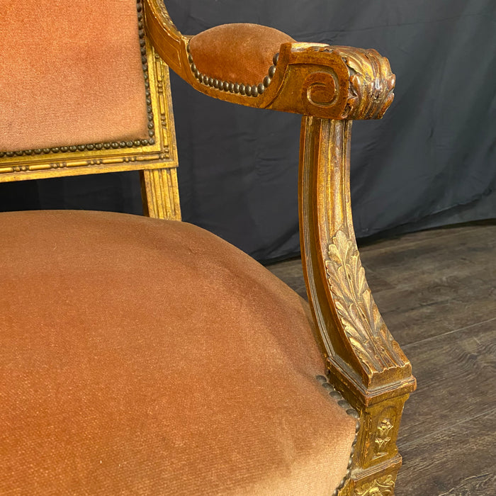 Antique French Louis XVI Salon Suite | Sofa or Canapé, Pair of Armchairs or Fauteuils & Pair of Side Chairs