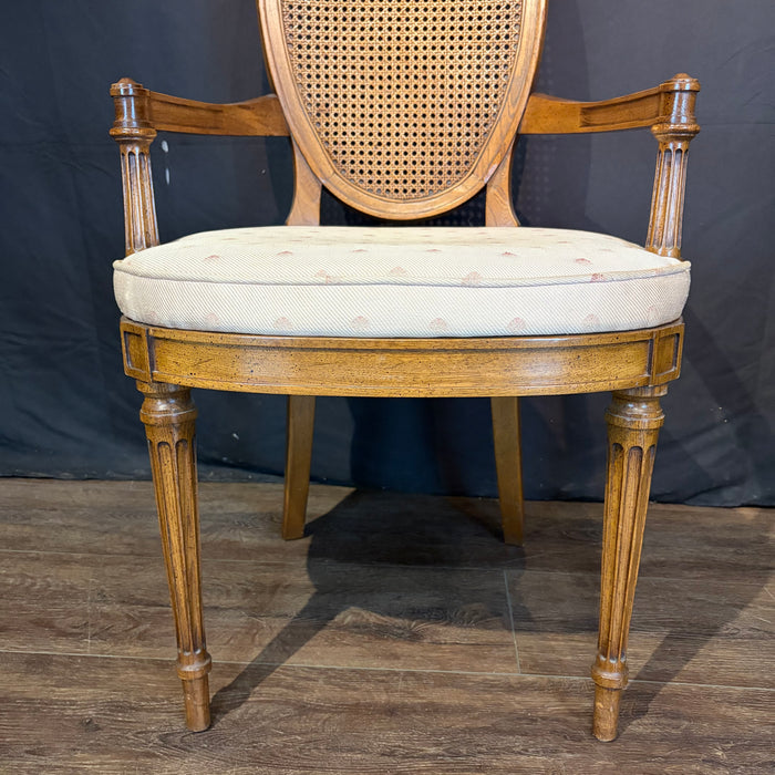 Set of 8 Midcentury French Louis XVI Style Cane Back Dining Chairs with Two Armchairs