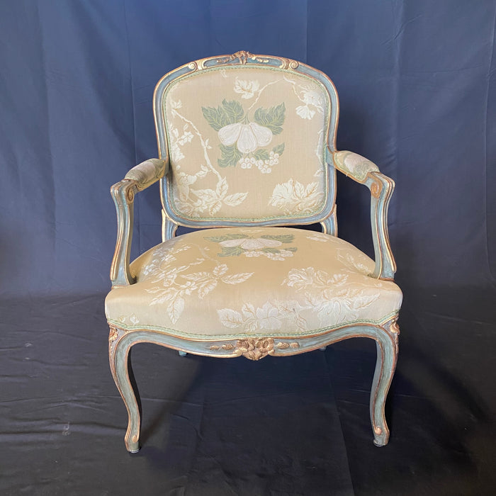 French Louis XV Painted Sofa and Two Fauteuils or Armchairs Parlor or Salon Set from St. Tropez, France