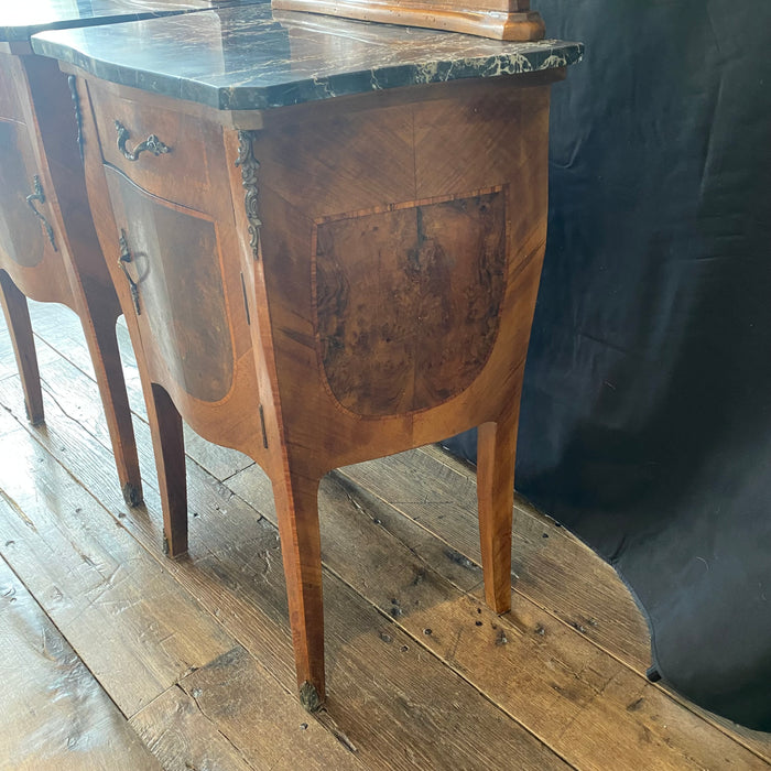 Pair of Antique French Louis XV Marble Top Bedside Cabinets, Nightstands or Side Tables
