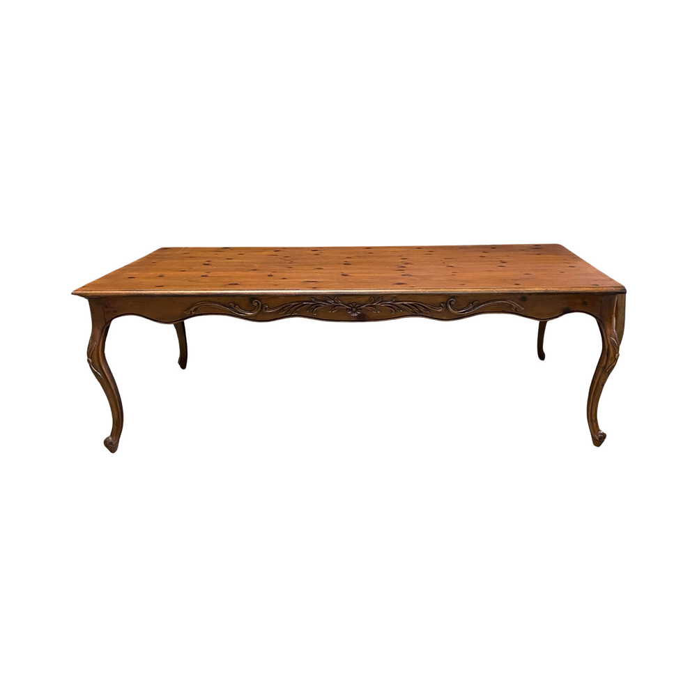 Louis XV Carved Provencial Country French Style Pine Dining Table