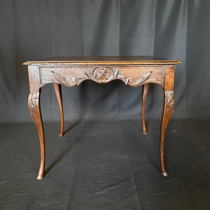 19th Century French Provincial Carved Louis XV Walnut Side Table or Accent Table with Hoof Feet