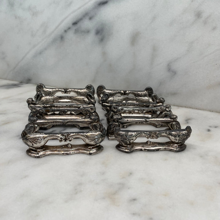 Antique Knife Rests from France: Set of 12 Argit Animal Knife Rests in the Style of Benjamin Rabier