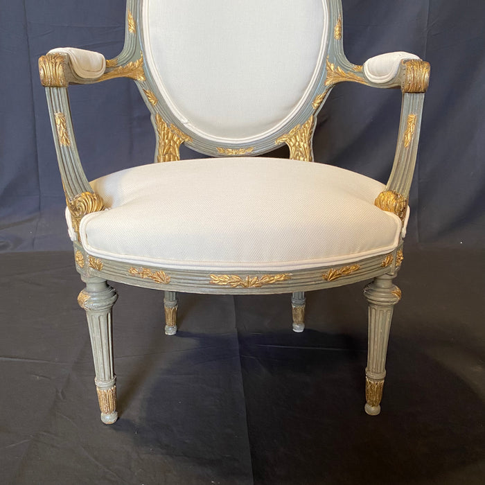 Neoclassic French Pair of 19th Century Period Louis XV Fauteuils or Armchairs