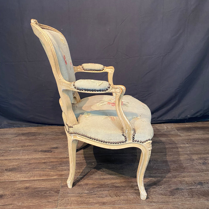 Antique French Pair of Painted Louis XV Armchairs or Fauteuils