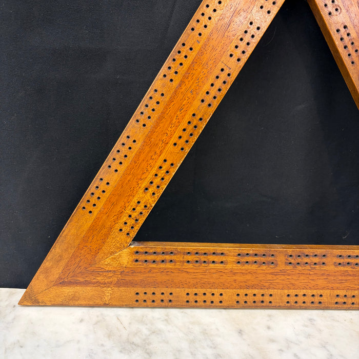 Antique Triangular Hardwood Cribbage Board
