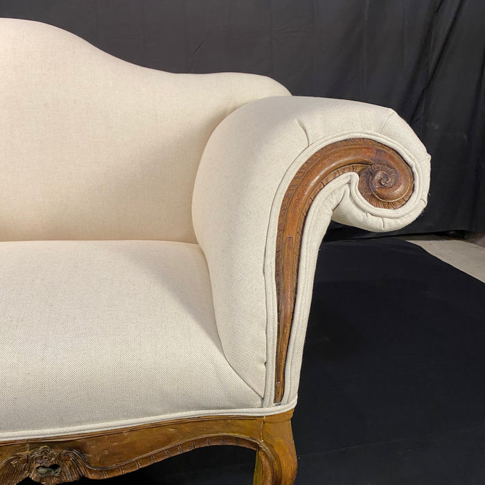 French Sofa or Loveseat Louis XV Triple Arched with New Upholstery