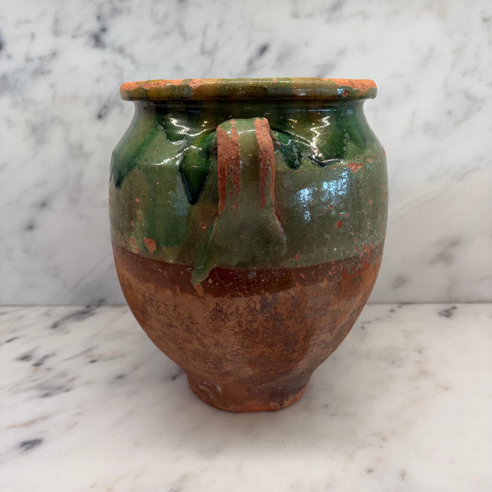 French Confit Pot with Green Glaze from the 19th Century #9071