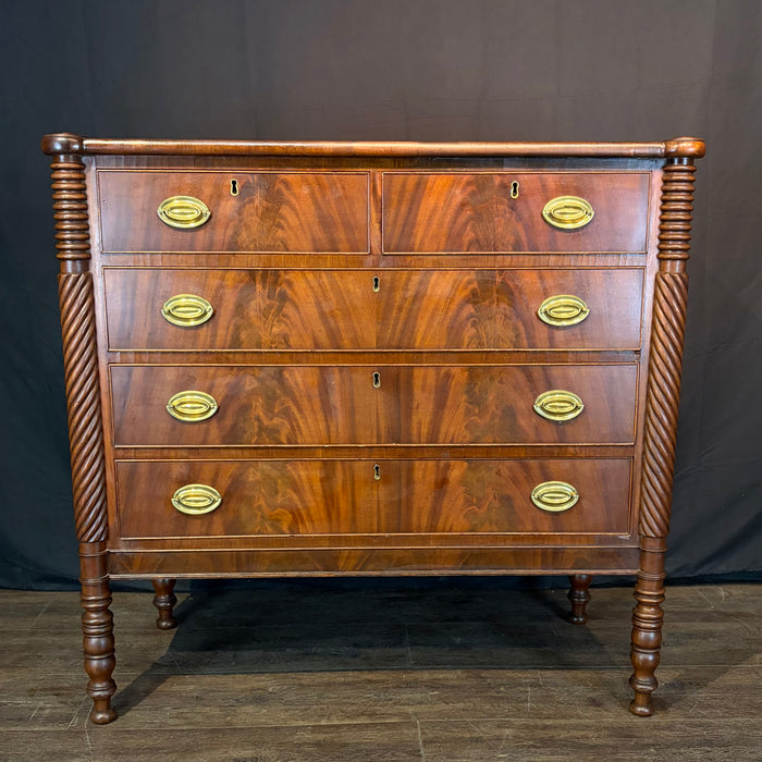 Antique Sheraton Mahogany Cookie Corner Four Drawer Chest