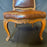 Antique French Louis XV Tobacco Brown Leather Walnut Dining Side or Desk Chair with Brass Nailhead Trim