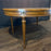 Midcentury French Louis XVI Style Walnut Parquetry Oval Extension Dining Table with Two Leaves