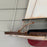 Large Vintage Metal Sailboat Yacht Wall Sculpture with Painted Hull and Wire Rigging